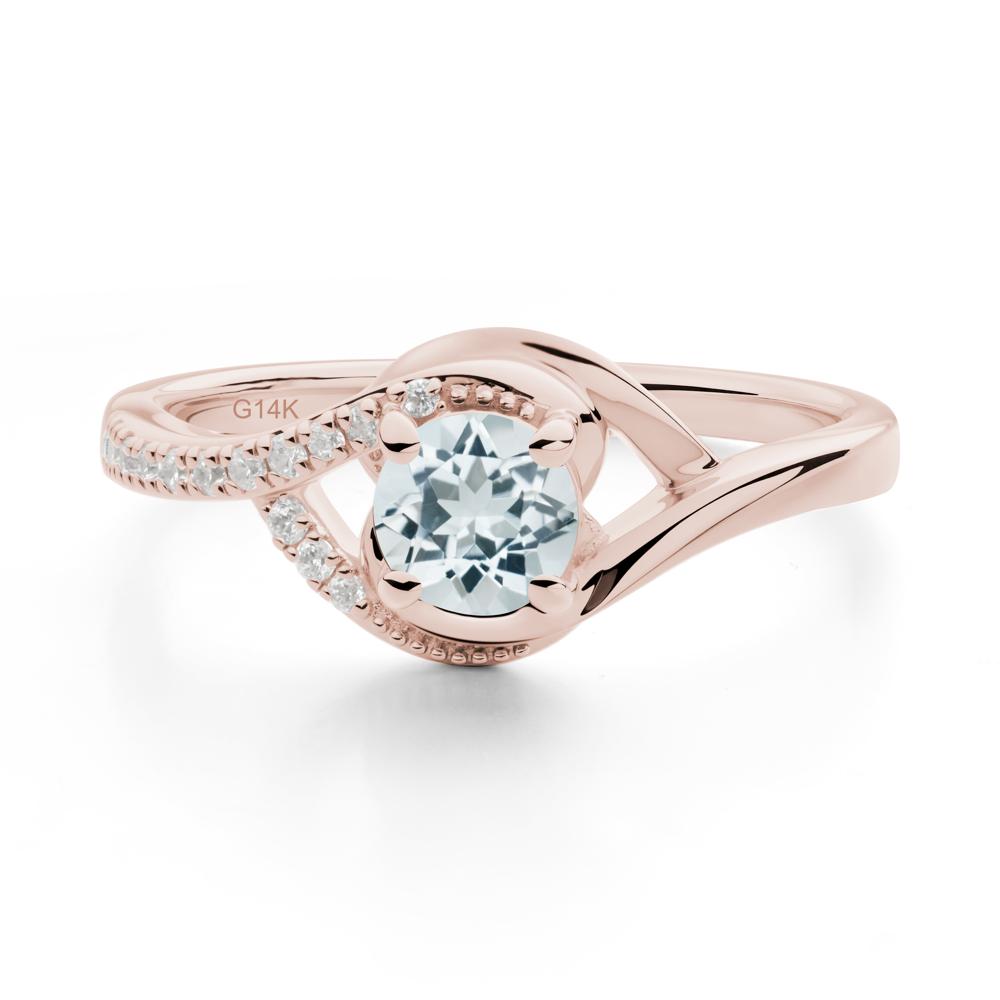 Round Aquamarine Bypass Statement Ring - LUO Jewelry #metal_14k rose gold