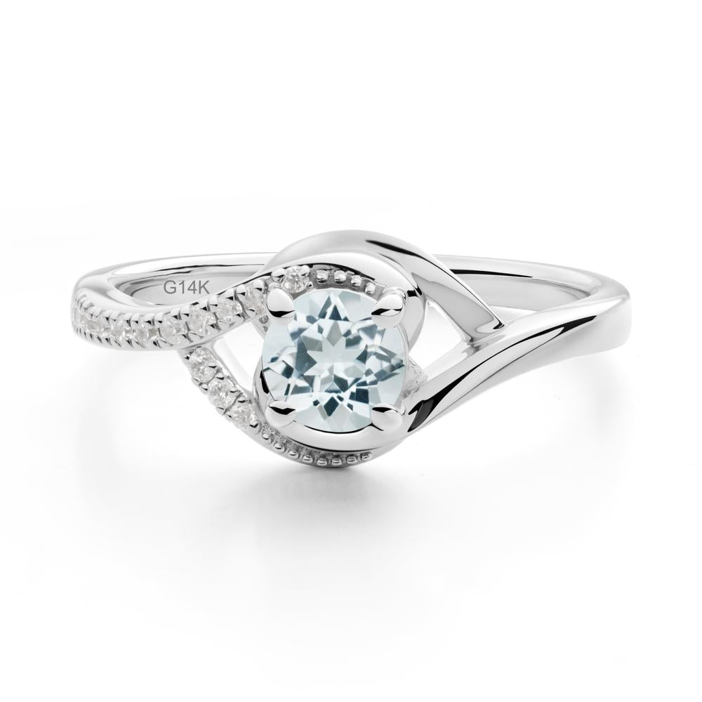 Round Aquamarine Bypass Statement Ring - LUO Jewelry #metal_14k white gold