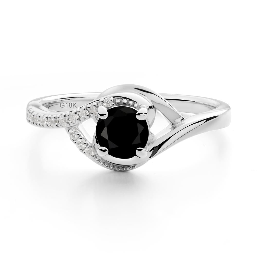 Round Black Spinel Bypass Statement Ring - LUO Jewelry #metal_18k white gold
