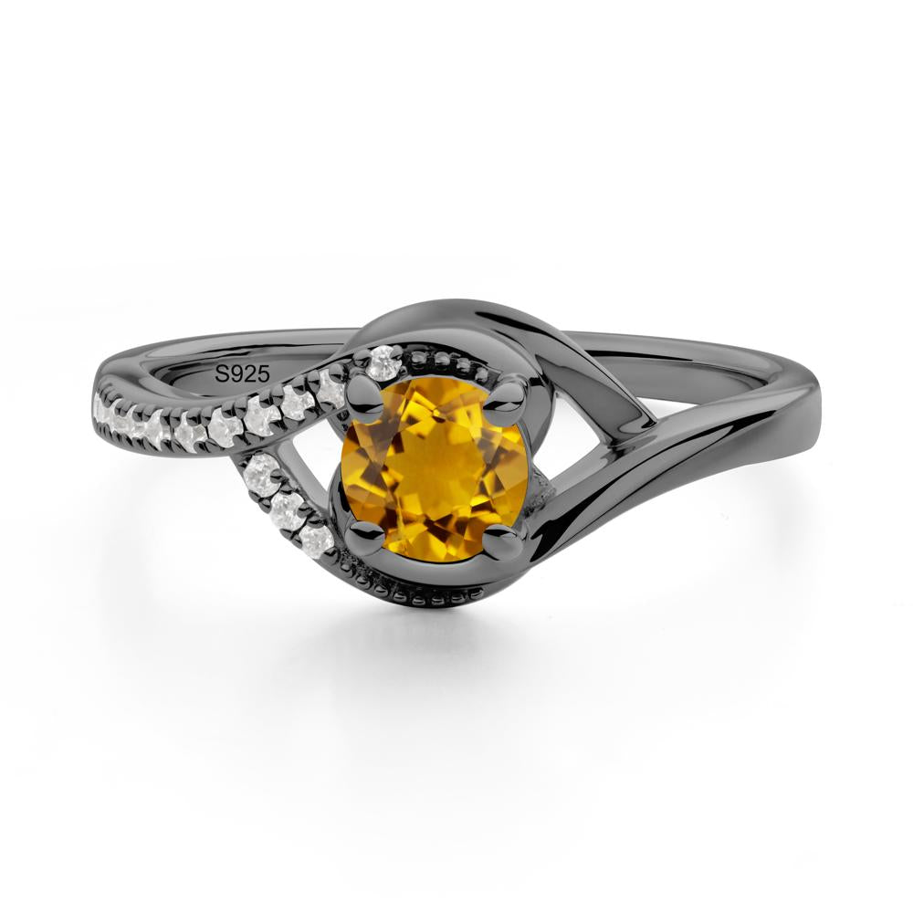 Citrine Swirl Bypass Ring - LUO Jewelry #metal_black finish sterling silver