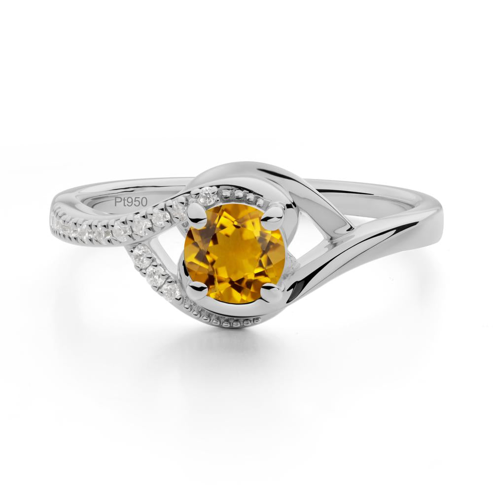 Citrine Swirl Bypass Ring - LUO Jewelry #metal_platinum