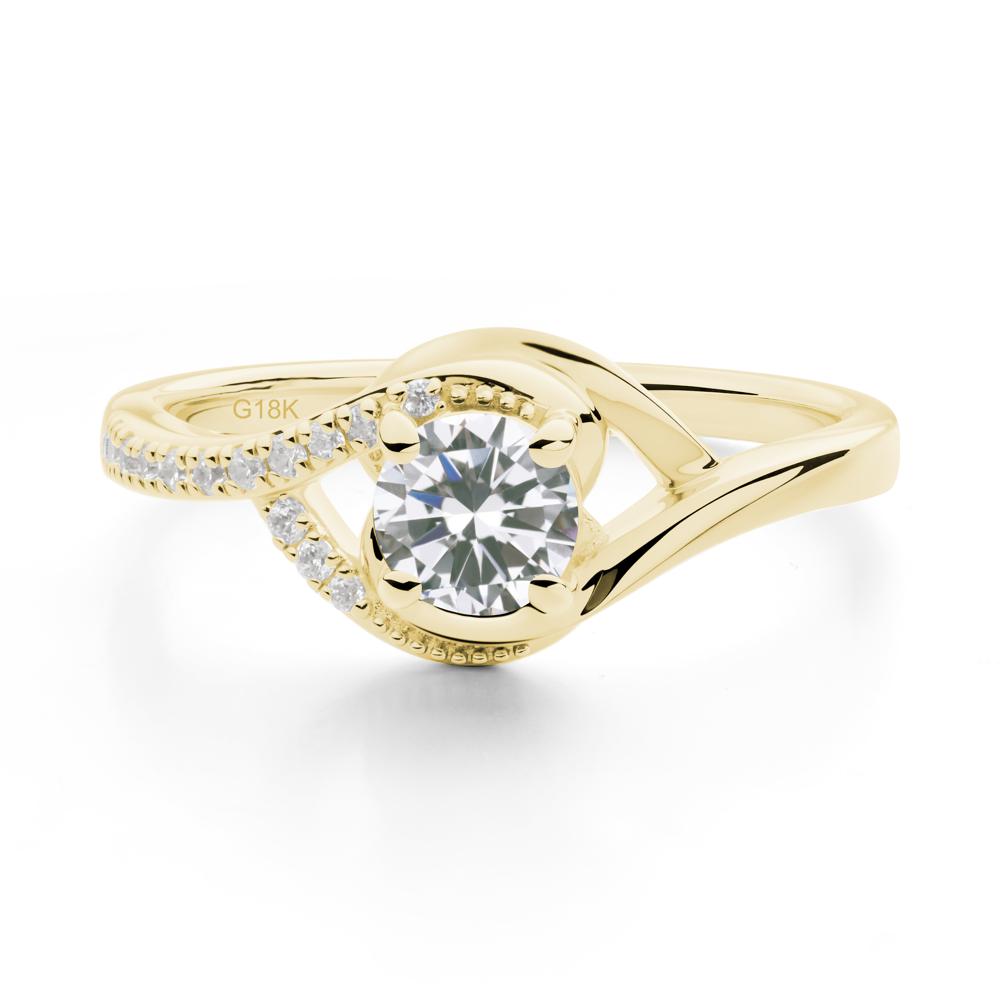 Round Cubic Zirconia Bypass Statement Ring - LUO Jewelry #metal_18k yellow gold