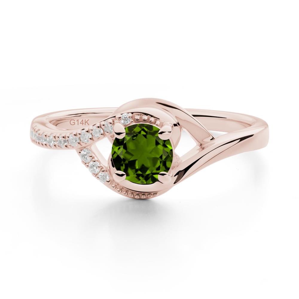 Round Diopside Bypass Statement Ring - LUO Jewelry #metal_14k rose gold