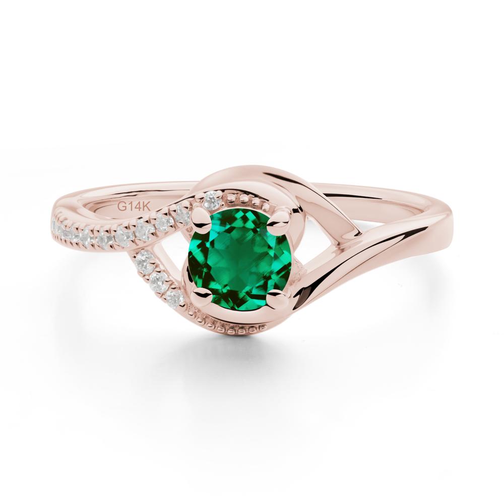 Emerald Swirl Bypass Ring - LUO Jewelry #metal_14k rose gold