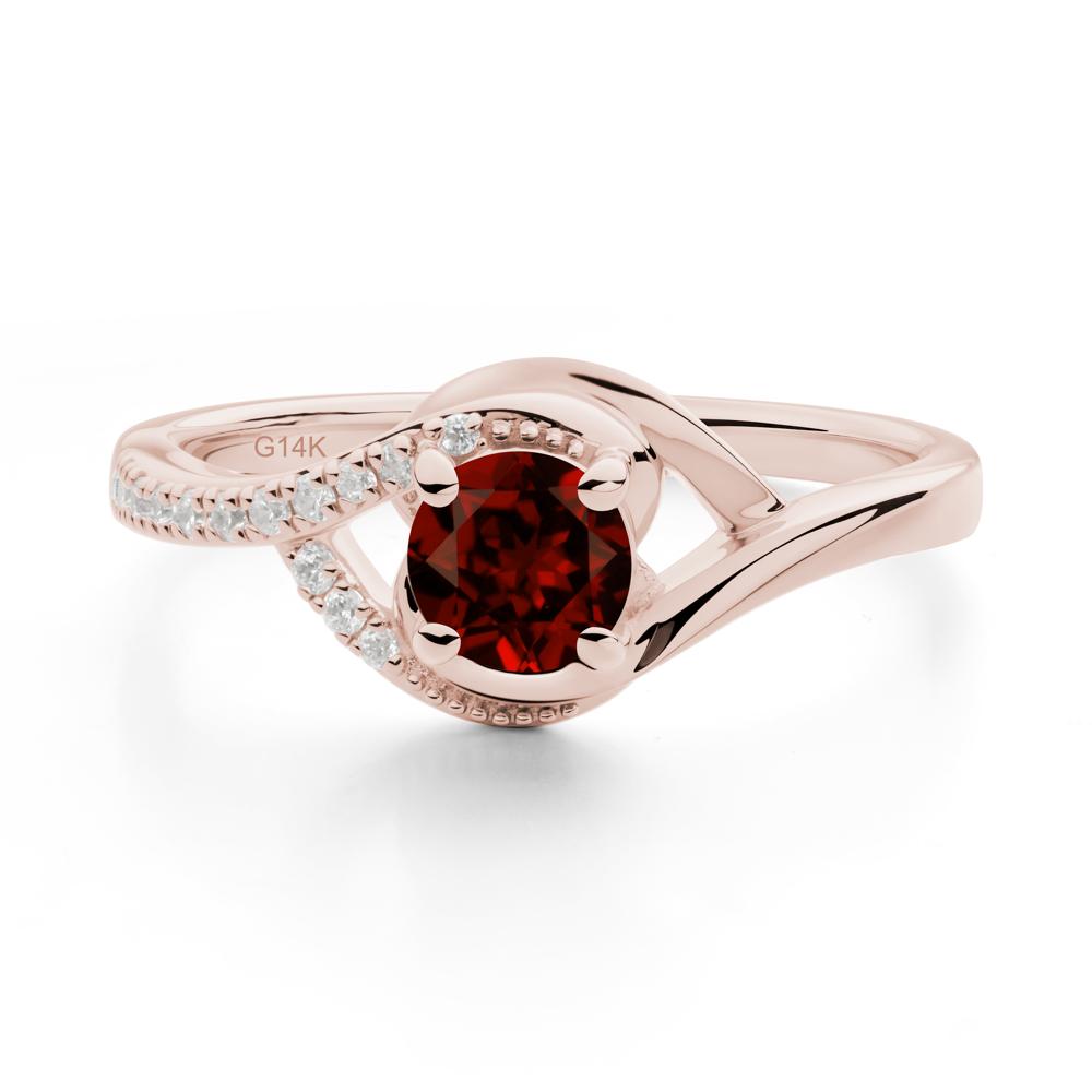 Round Garnet Bypass Statement Ring - LUO Jewelry #metal_14k rose gold