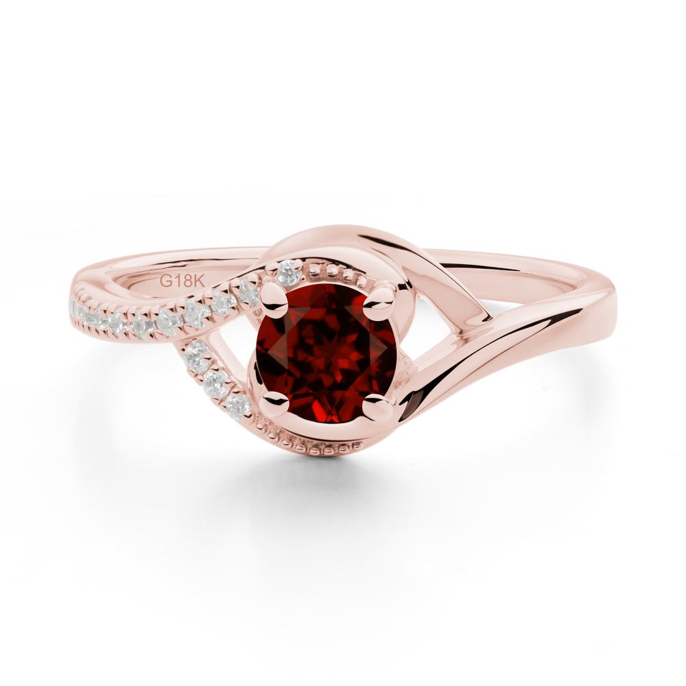 Round Garnet Bypass Statement Ring - LUO Jewelry #metal_18k rose gold