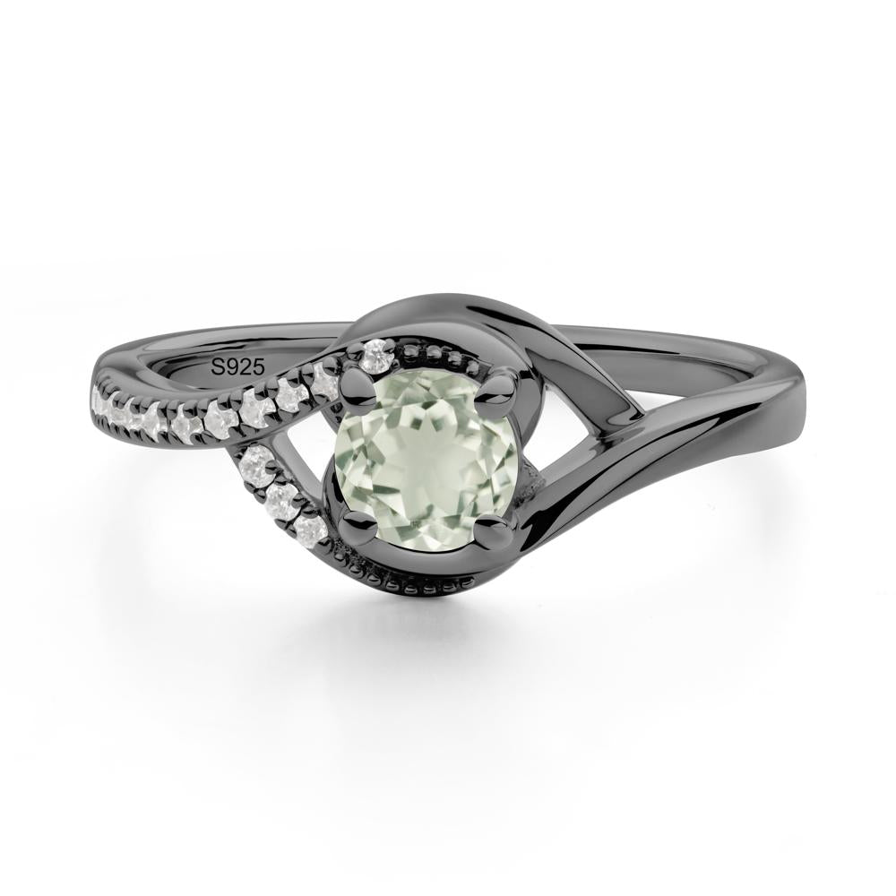 Green Amethyst Swirl Bypass Ring - LUO Jewelry #metal_black finish sterling silver