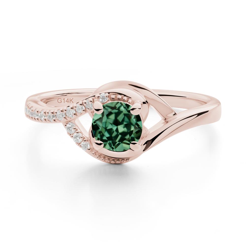 Green Sapphire Swirl Bypass Ring - LUO Jewelry #metal_14k rose gold