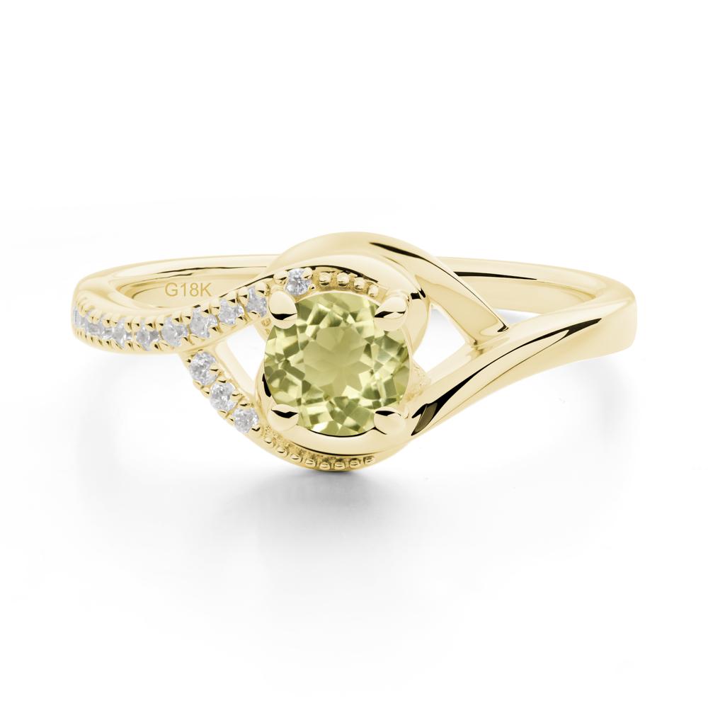 Round Lemon Quartz Bypass Statement Ring - LUO Jewelry #metal_18k yellow gold