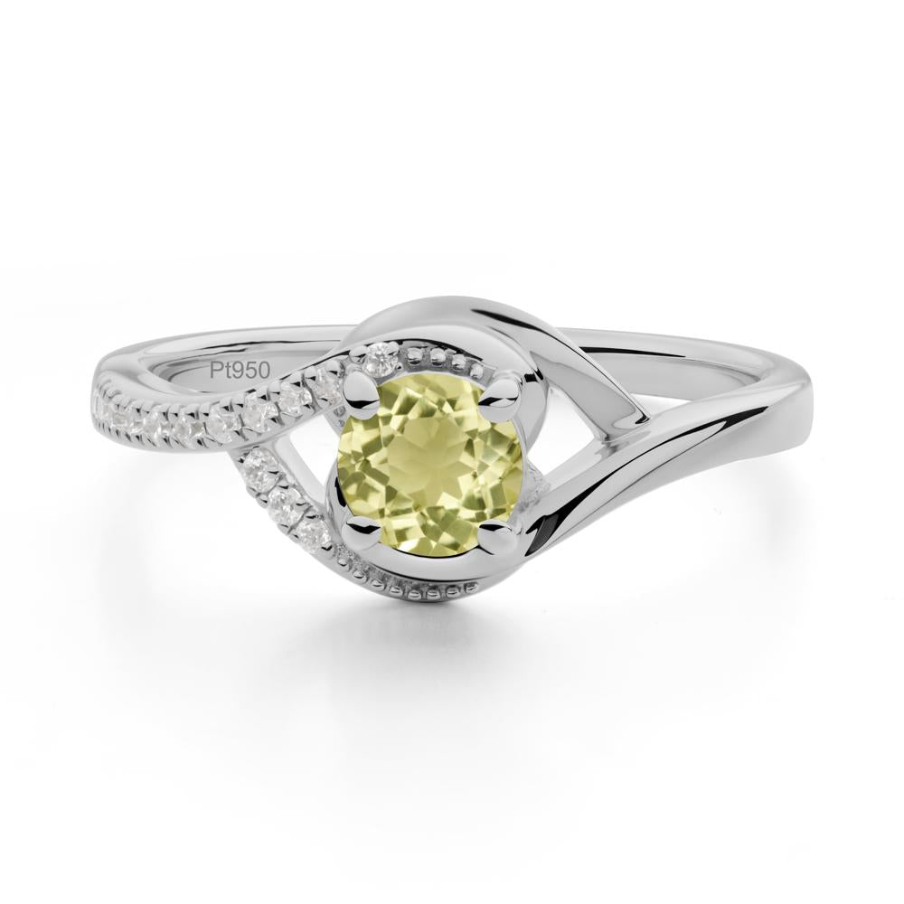Round Lemon Quartz Bypass Statement Ring - LUO Jewelry #metal_platinum