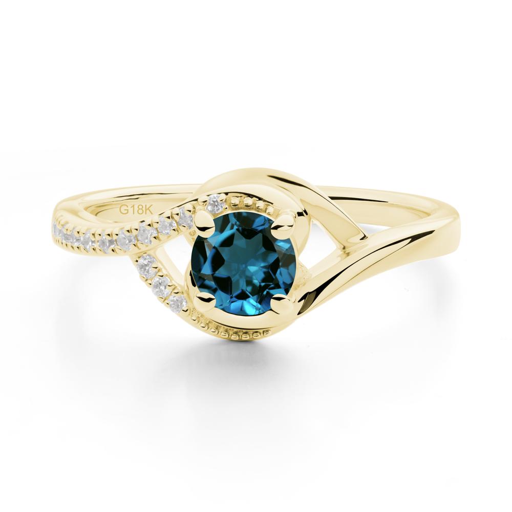 Round London Blue Topaz Bypass Statement Ring - LUO Jewelry #metal_18k yellow gold