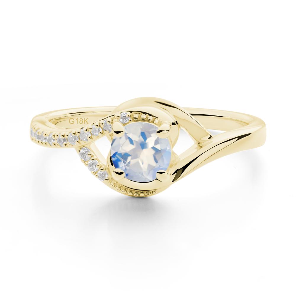 Round Moonstone Bypass Statement Ring - LUO Jewelry #metal_18k yellow gold