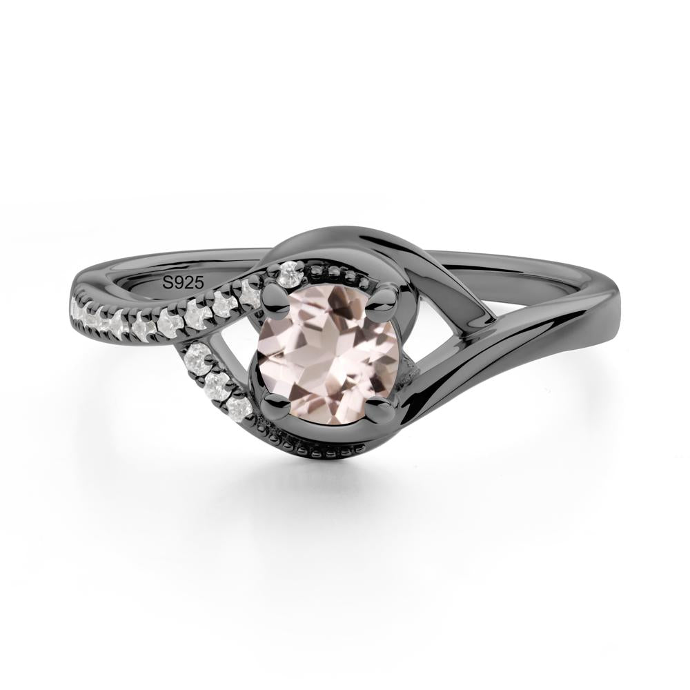 Morganite Swirl Bypass Ring - LUO Jewelry #metal_black finish sterling silver