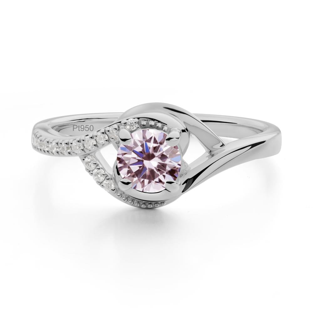 Pink Cubic Zirconia Swirl Bypass Ring - LUO Jewelry #metal_platinum