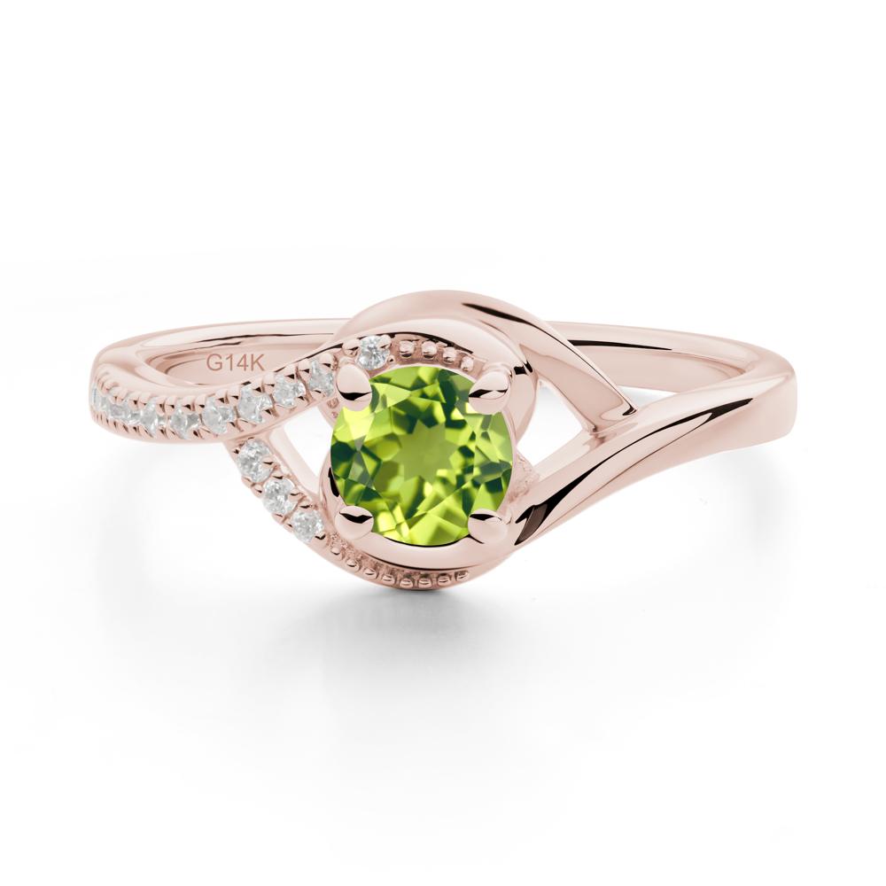 Round Peridot Bypass Statement Ring - LUO Jewelry #metal_14k rose gold