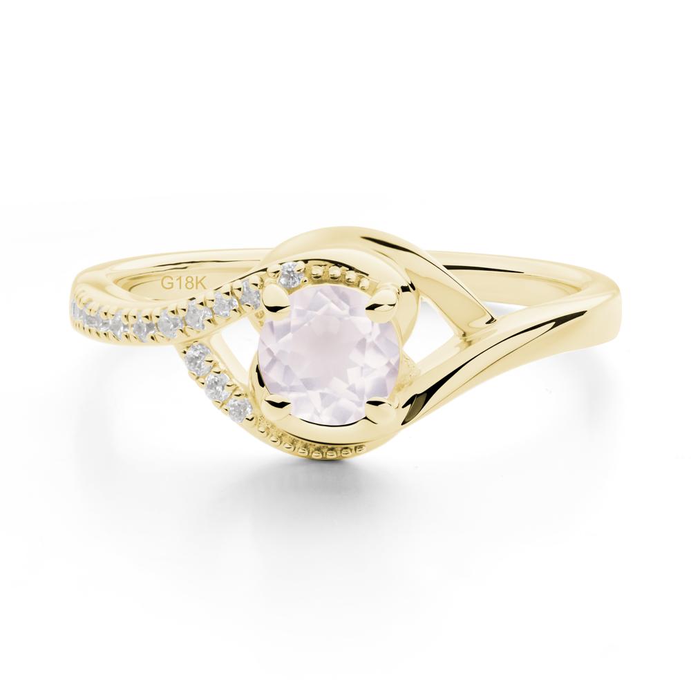 Rose Quartz Swirl Bypass Ring - LUO Jewelry #metal_18k yellow gold