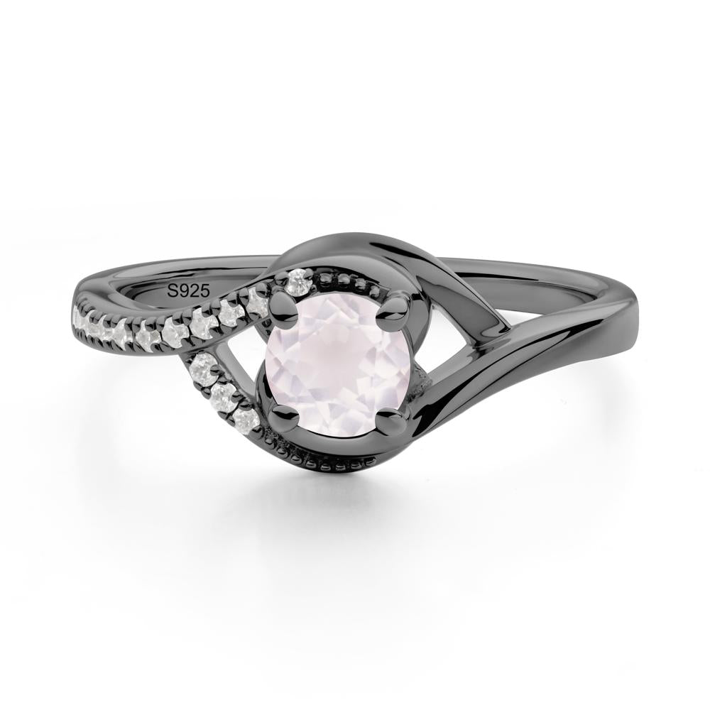 Rose Quartz Swirl Bypass Ring - LUO Jewelry #metal_black finish sterling silver