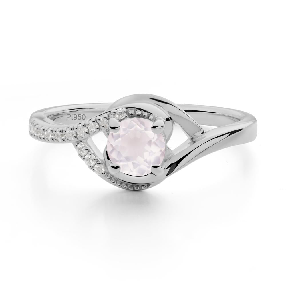 Rose Quartz Swirl Bypass Ring - LUO Jewelry #metal_platinum