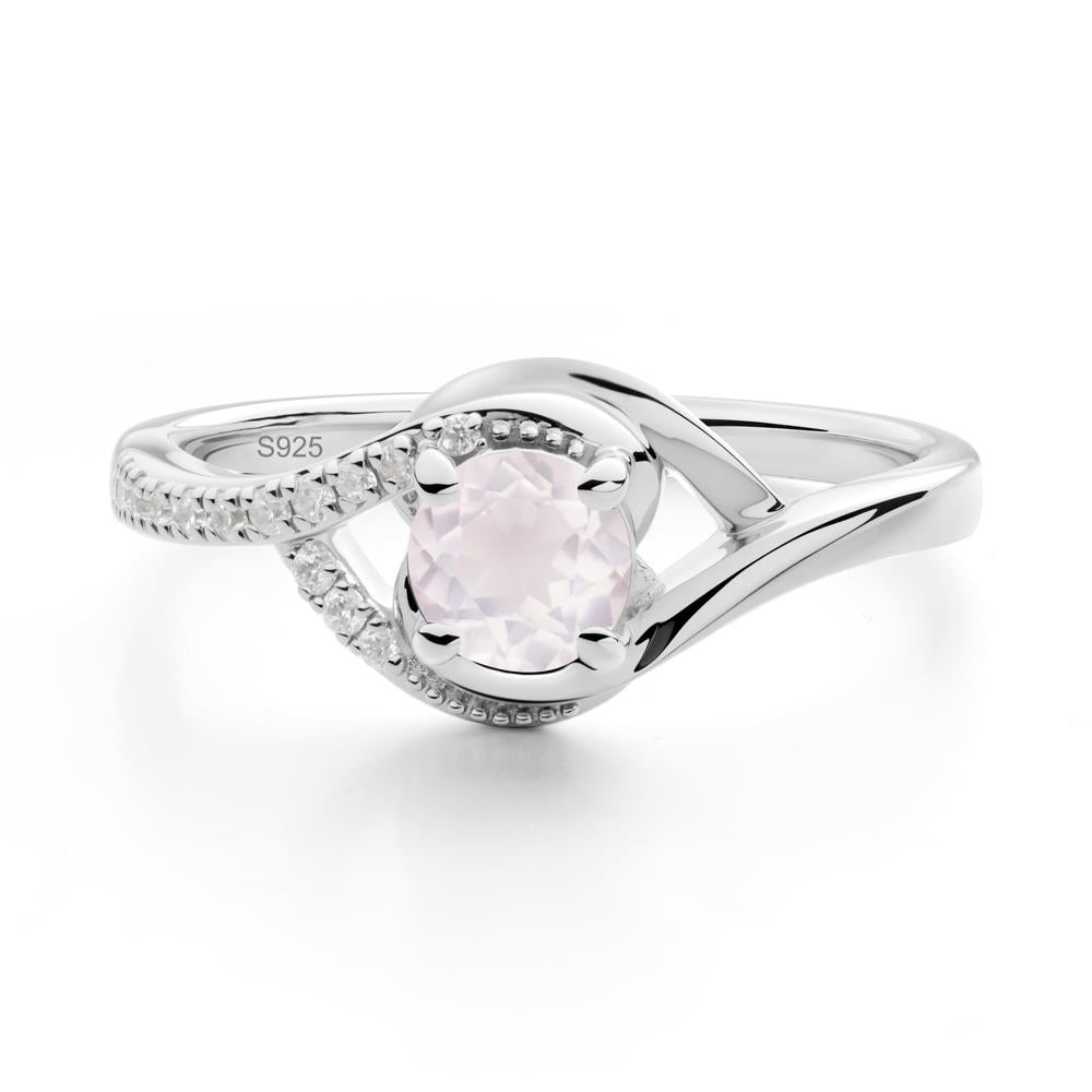 Rose Quartz Swirl Bypass Ring - LUO Jewelry #metal_sterling silver