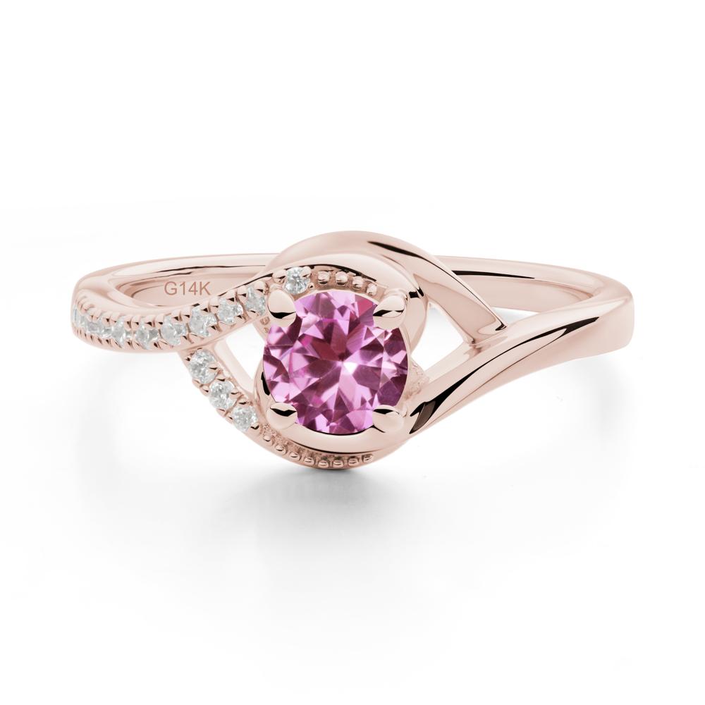 Round Pink Sapphire Bypass Statement Ring - LUO Jewelry #metal_14k rose gold