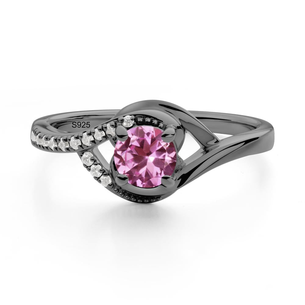 Round Pink Sapphire Bypass Statement Ring - LUO Jewelry #metal_black finish sterling silver