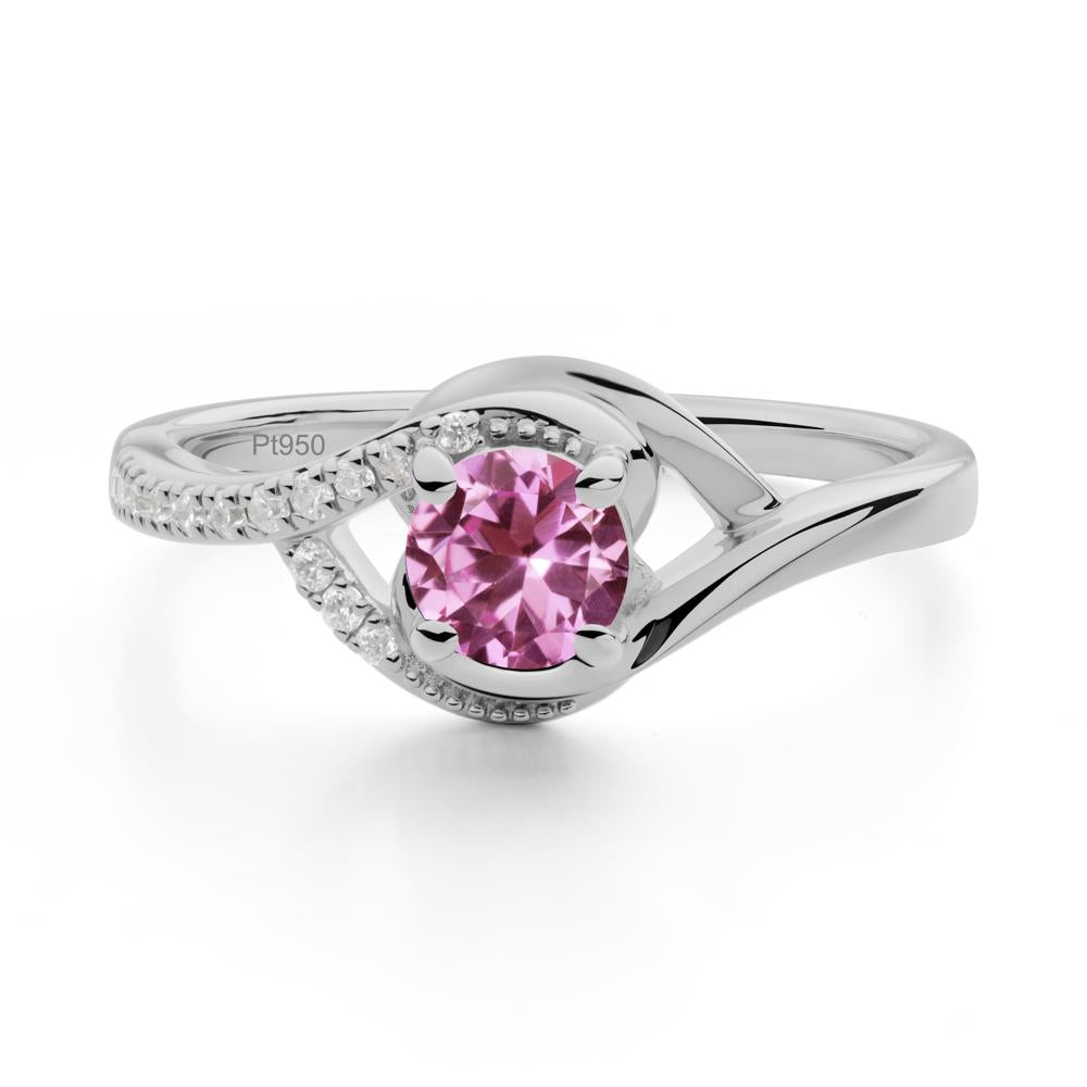 Round Pink Sapphire Bypass Statement Ring - LUO Jewelry #metal_platinum
