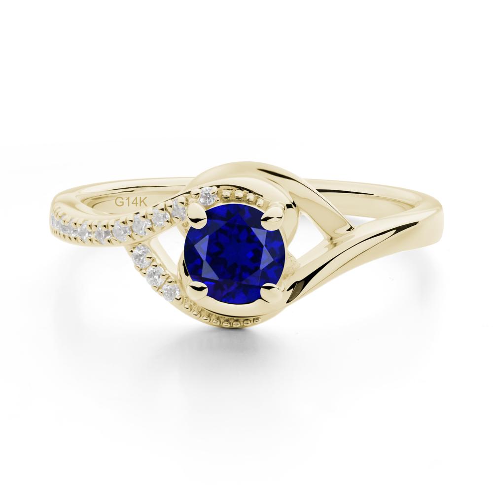 Round Sapphire Bypass Statement Ring - LUO Jewelry #metal_14k yellow gold
