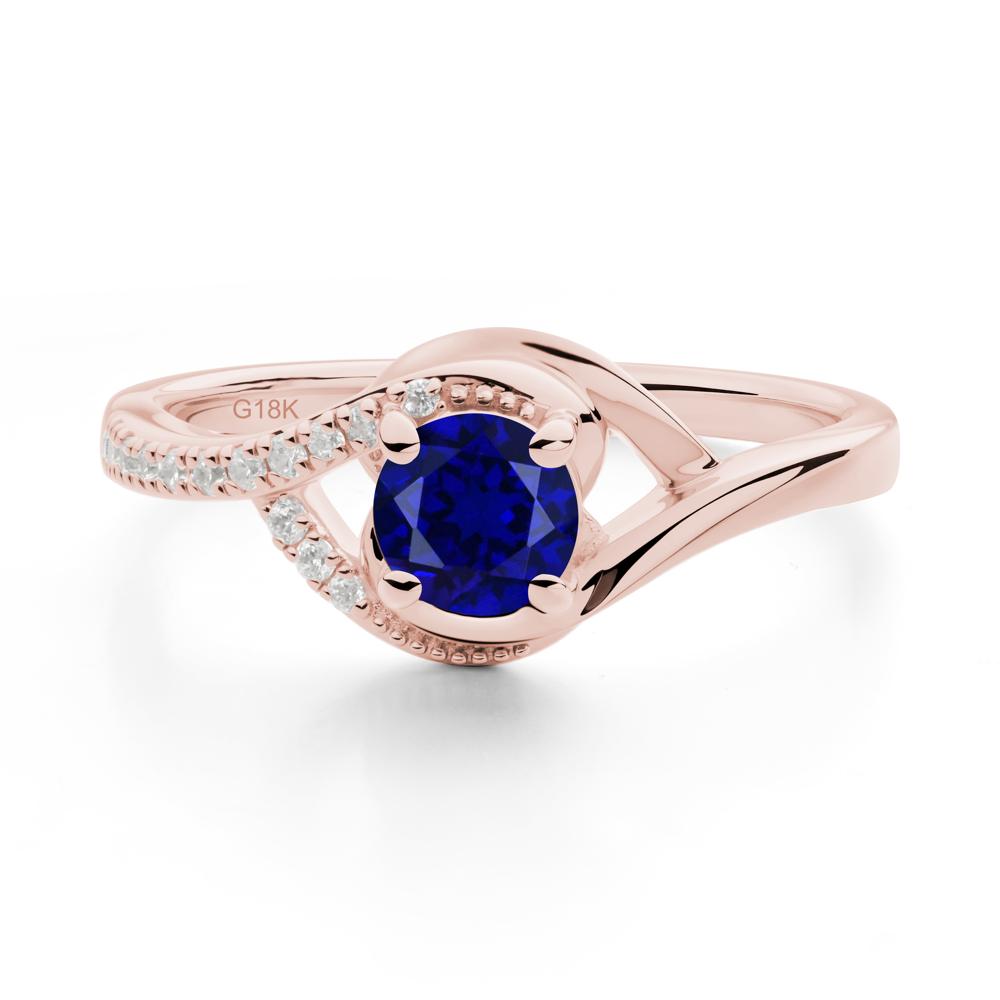 Round Sapphire Bypass Statement Ring - LUO Jewelry #metal_18k rose gold