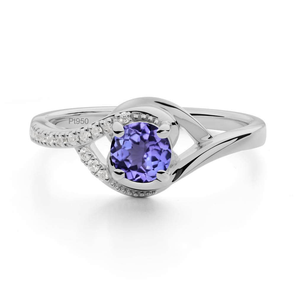Round Tanzanite Bypass Statement Ring - LUO Jewelry #metal_platinum