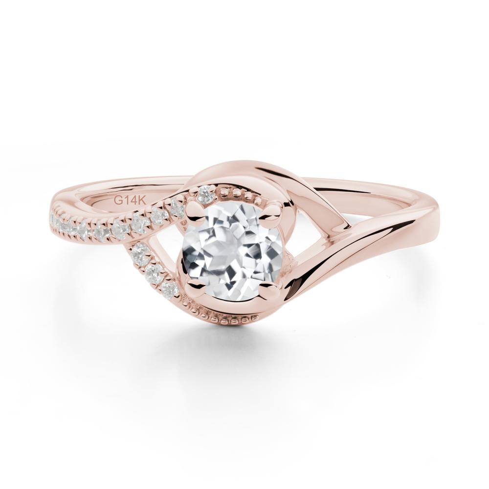 White Topaz Swirl Bypass Ring - LUO Jewelry #metal_14k rose gold