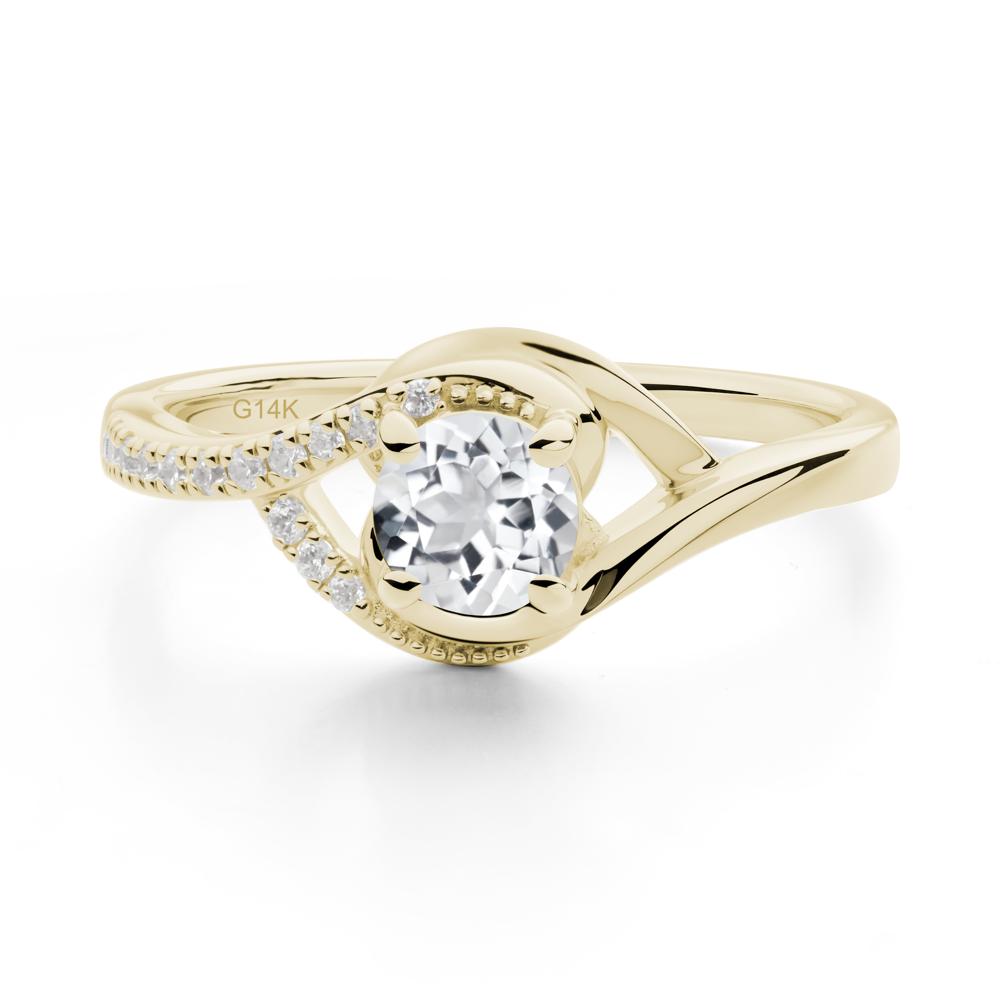 White Topaz Swirl Bypass Ring - LUO Jewelry #metal_14k yellow gold