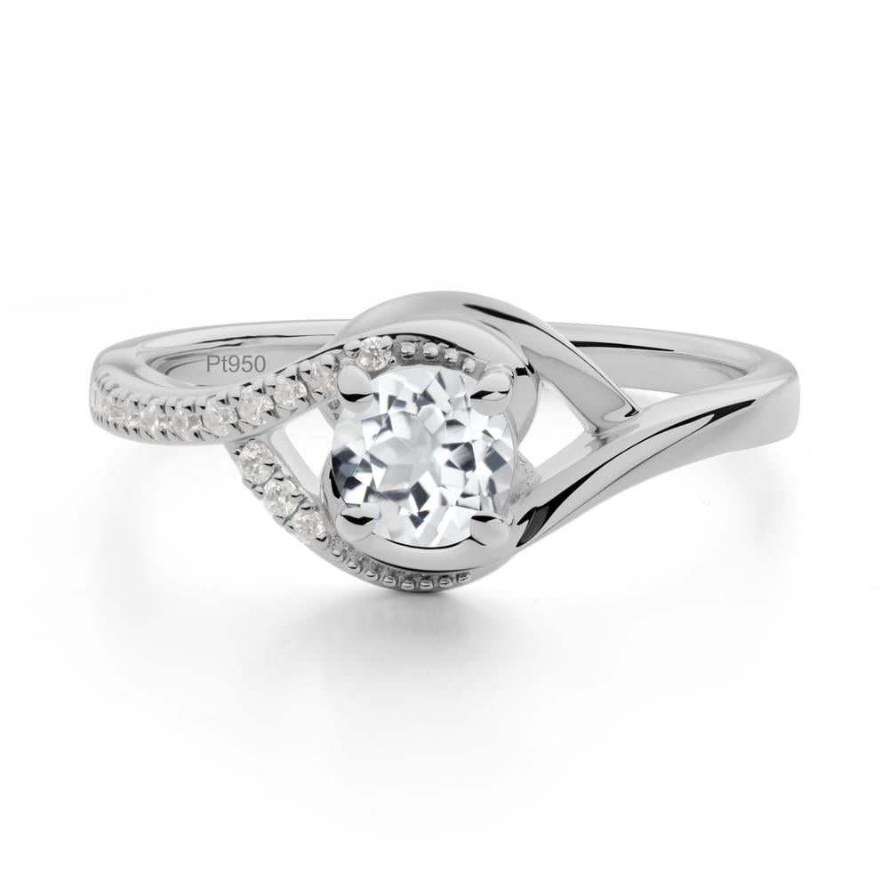 White Topaz Swirl Bypass Ring - LUO Jewelry #metal_platinum