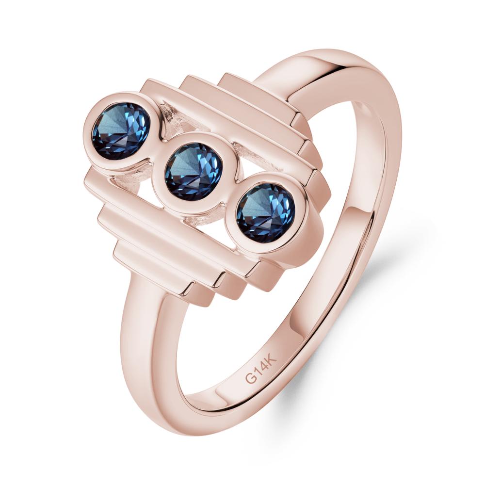 Three Stone Alexandrite Statement Ring - LUO Jewelry #metal_14k rose gold