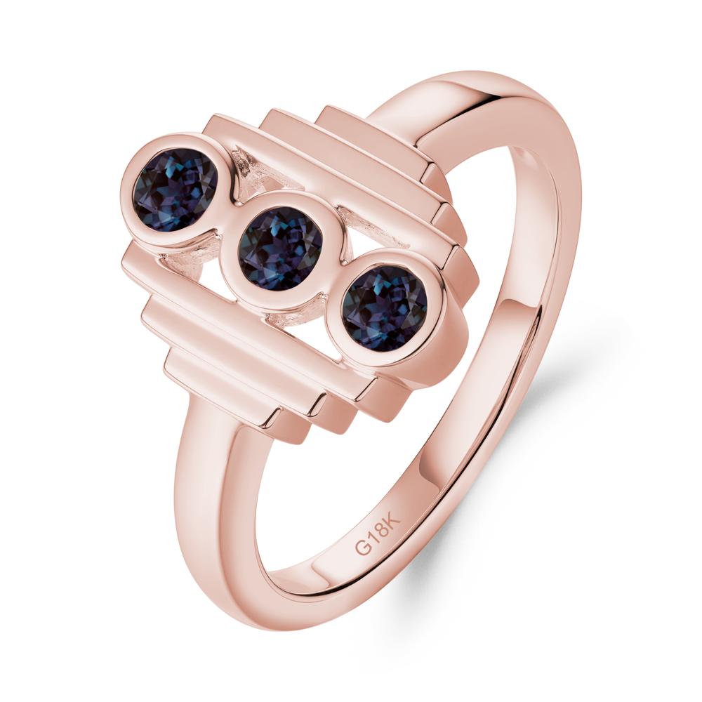 Three Stone Alexandrite Statement Ring - LUO Jewelry #metal_18k rose gold