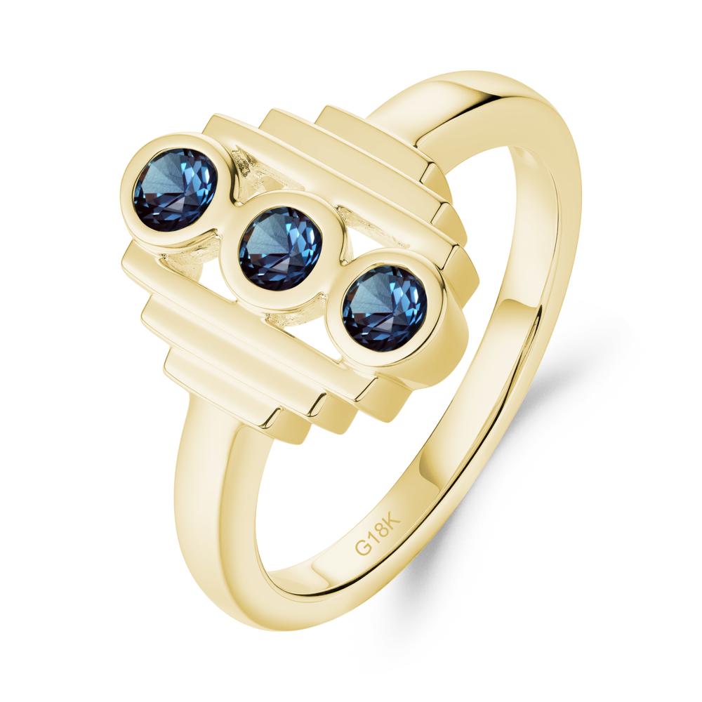 Three Stone Alexandrite Statement Ring - LUO Jewelry #metal_18k yellow gold