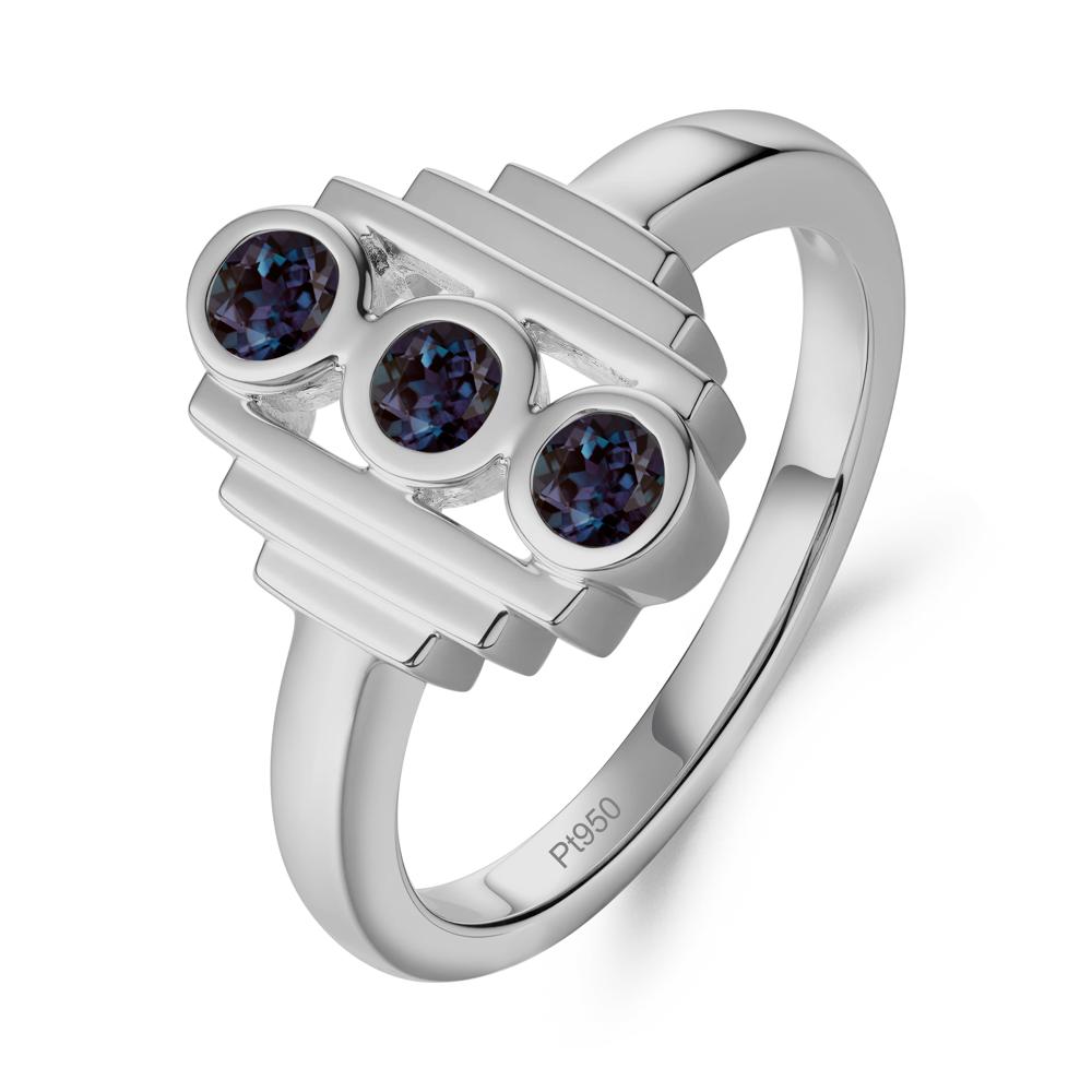 Three Stone Alexandrite Statement Ring - LUO Jewelry #metal_platinum