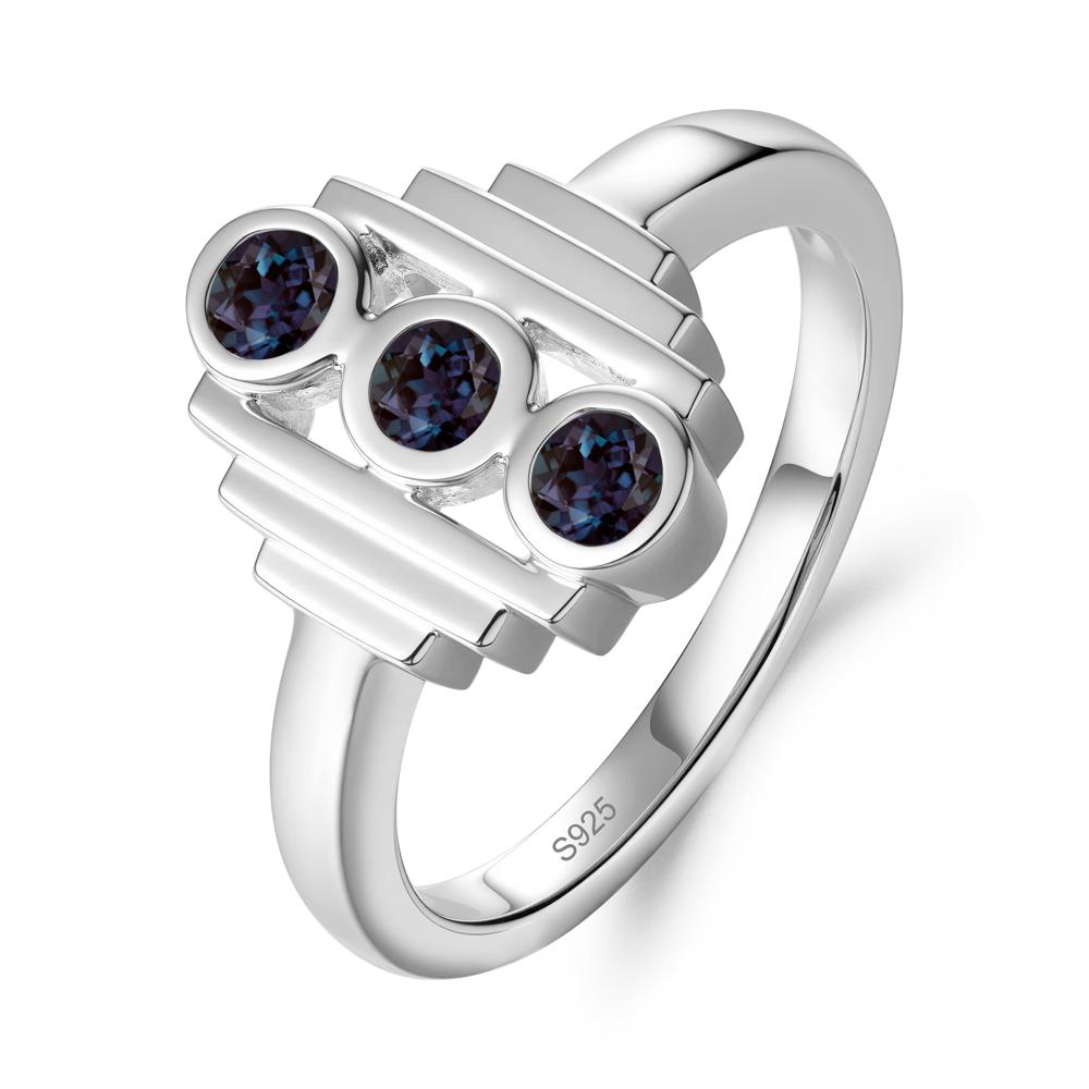 Three Stone Alexandrite Statement Ring - LUO Jewelry #metal_sterling silver