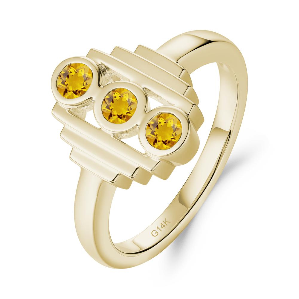 Three Stone Citrine Statement Ring - LUO Jewelry #metal_14k yellow gold