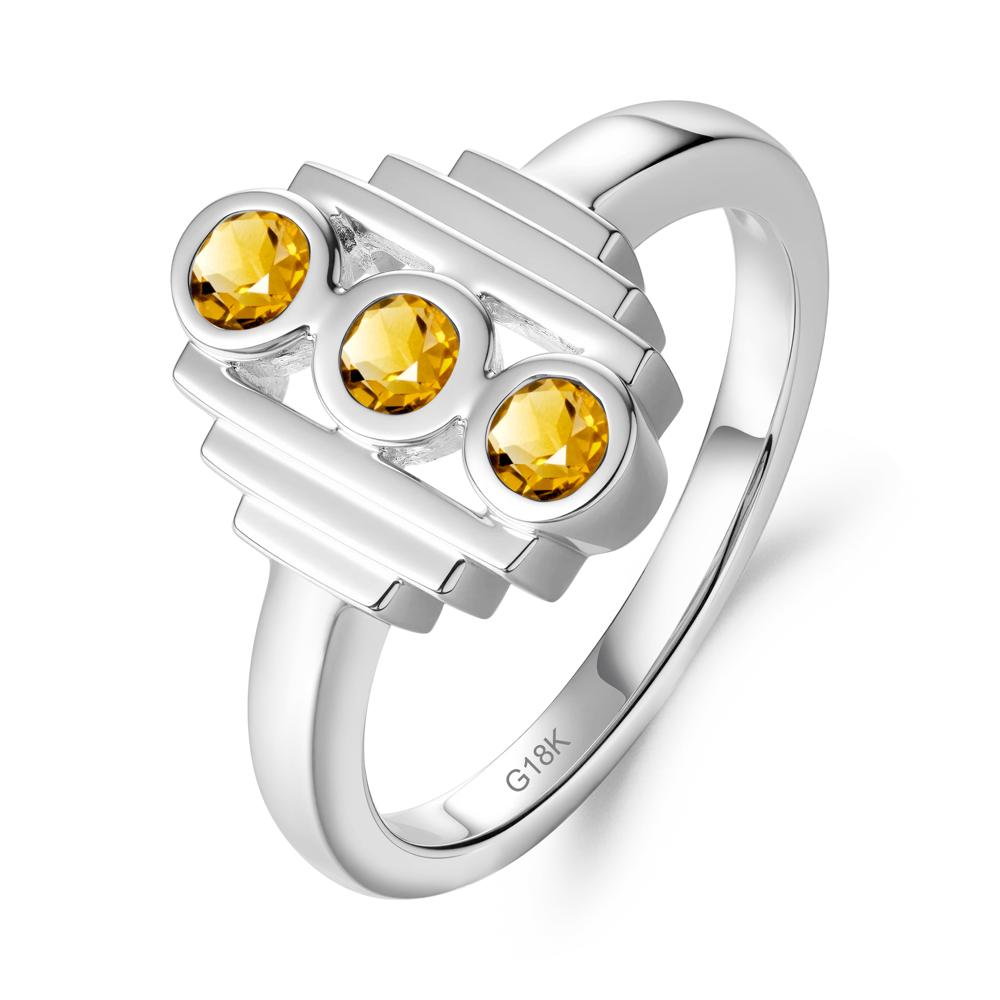 Three Stone Citrine Statement Ring - LUO Jewelry #metal_18k white gold