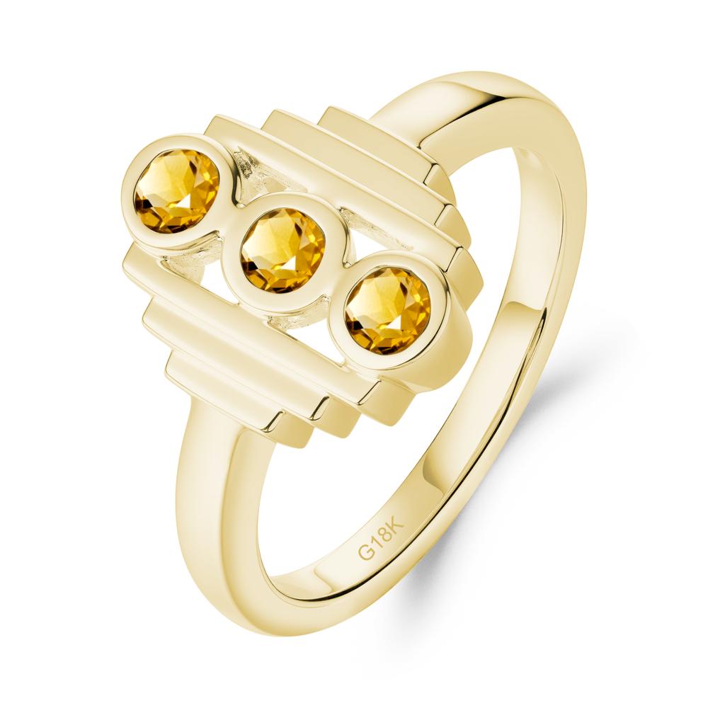 Three Stone Citrine Statement Ring - LUO Jewelry #metal_18k yellow gold