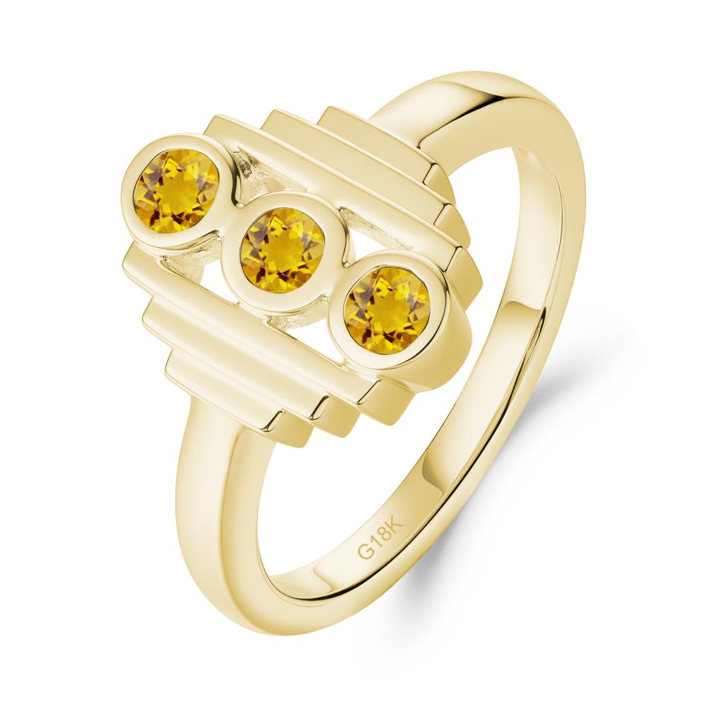 Three Stone Citrine Statement Ring - LUO Jewelry #metal_18k yellow gold