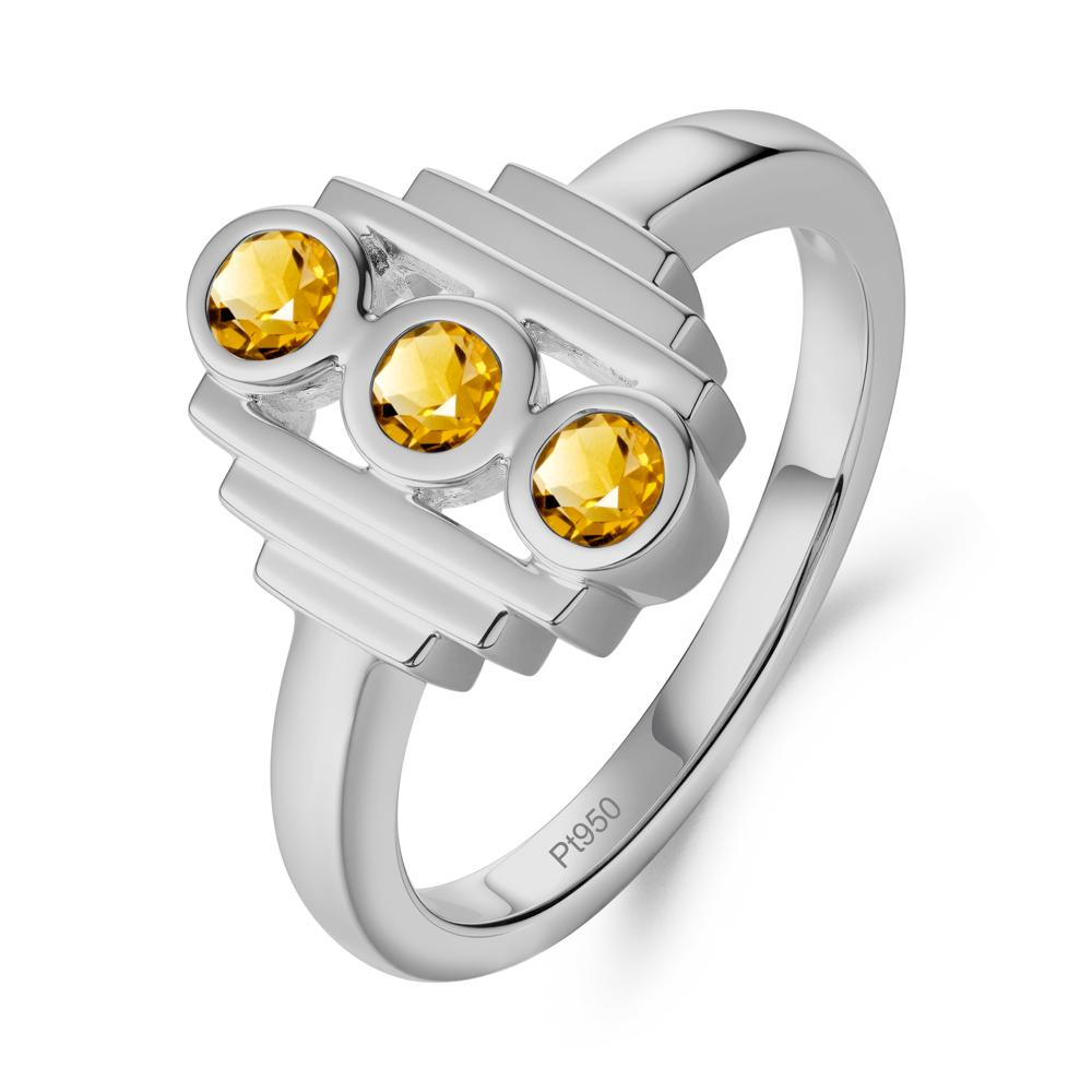 Three Stone Citrine Statement Ring - LUO Jewelry #metal_platinum