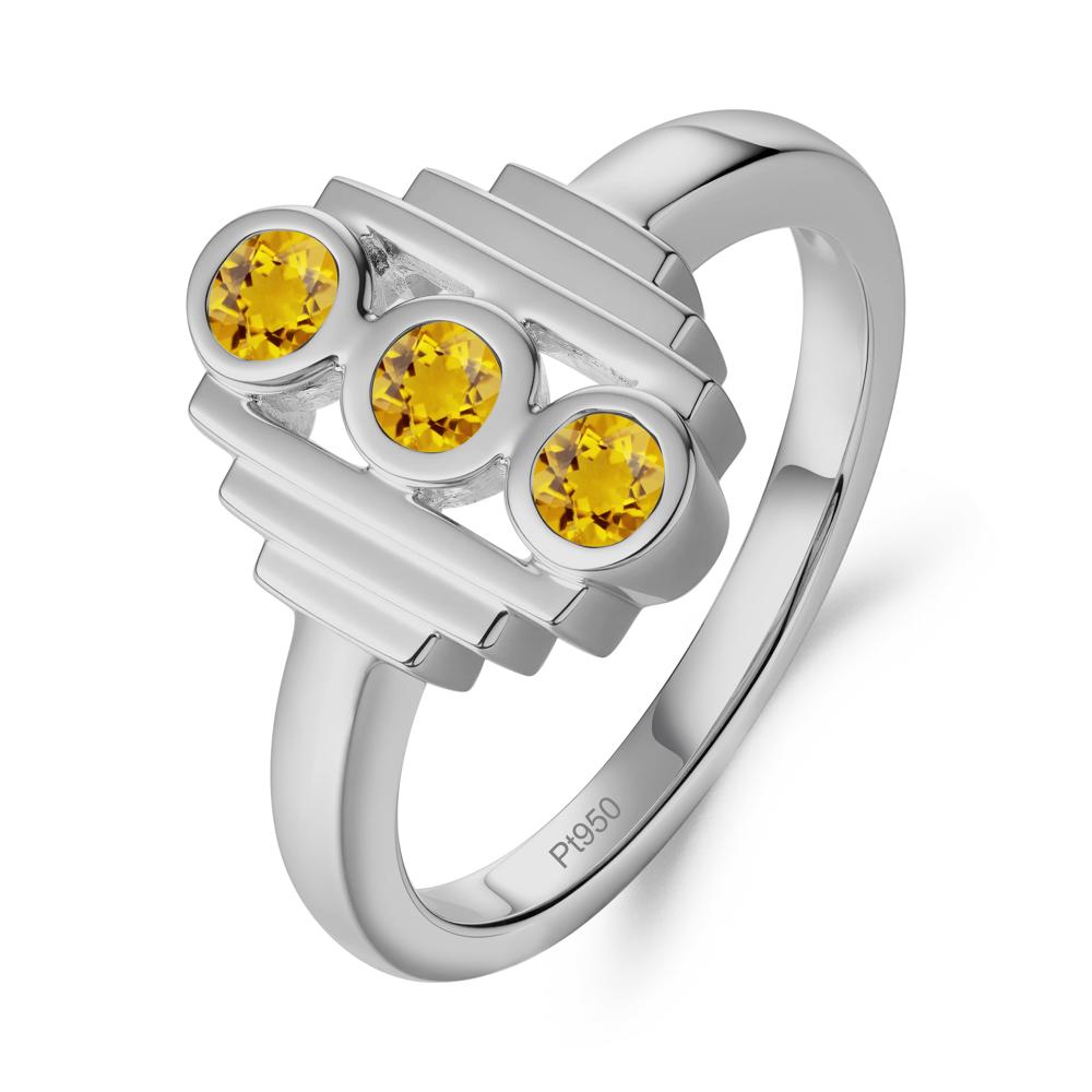 Three Stone Citrine Statement Ring - LUO Jewelry #metal_platinum