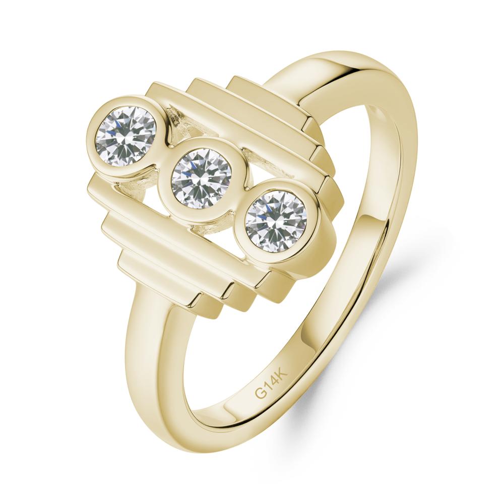 Three Stone Cubic Zirconia Statement Ring - LUO Jewelry #metal_14k yellow gold