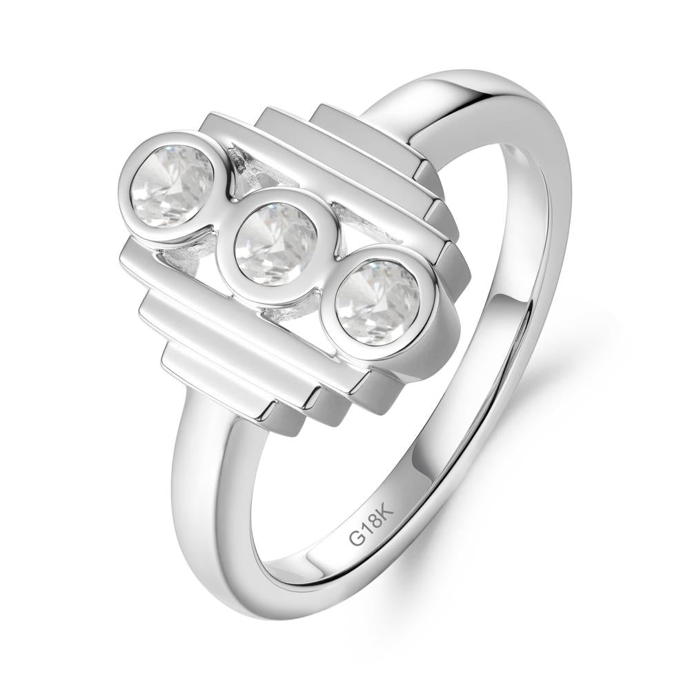 Three Stone Cubic Zirconia Statement Ring - LUO Jewelry #metal_18k white gold
