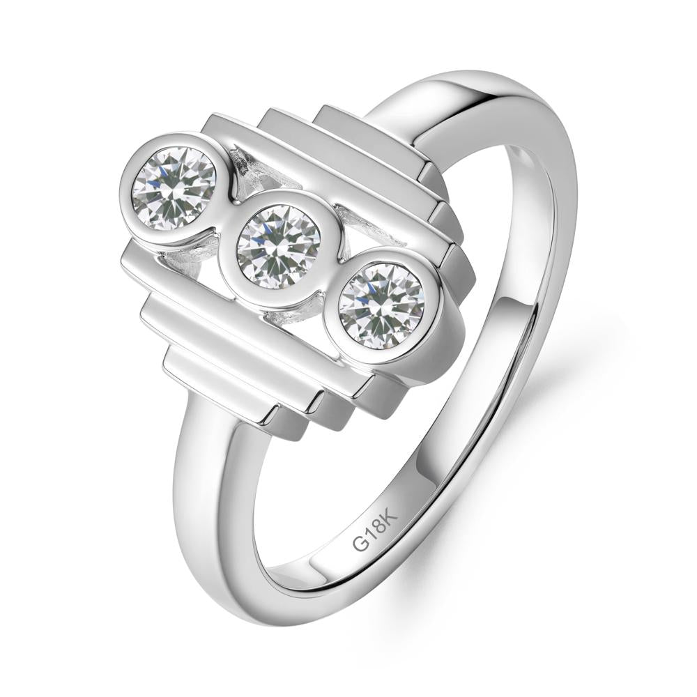 Three Stone Cubic Zirconia Statement Ring - LUO Jewelry #metal_18k white gold