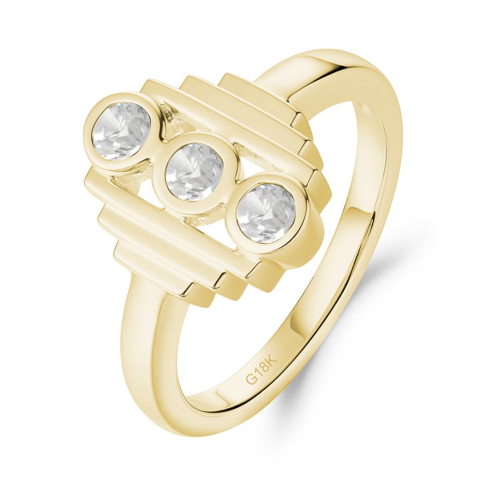 Three Stone Cubic Zirconia Statement Ring - LUO Jewelry #metal_18k yellow gold