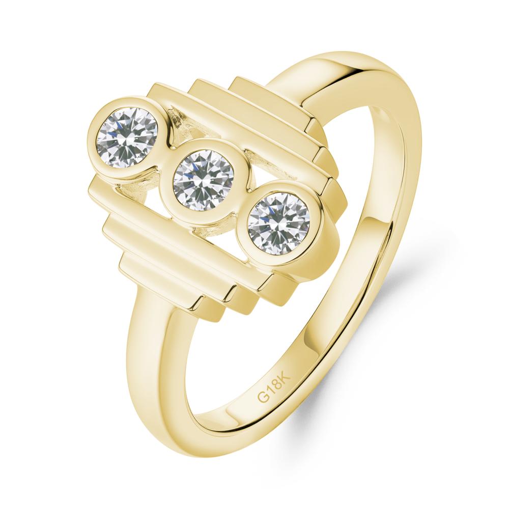 Three Stone Cubic Zirconia Statement Ring - LUO Jewelry #metal_18k yellow gold