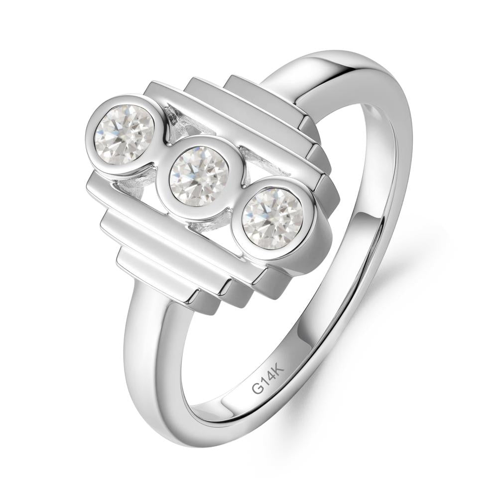 Three Stone Moissanite Statement Ring - LUO Jewelry #metal_14k white gold
