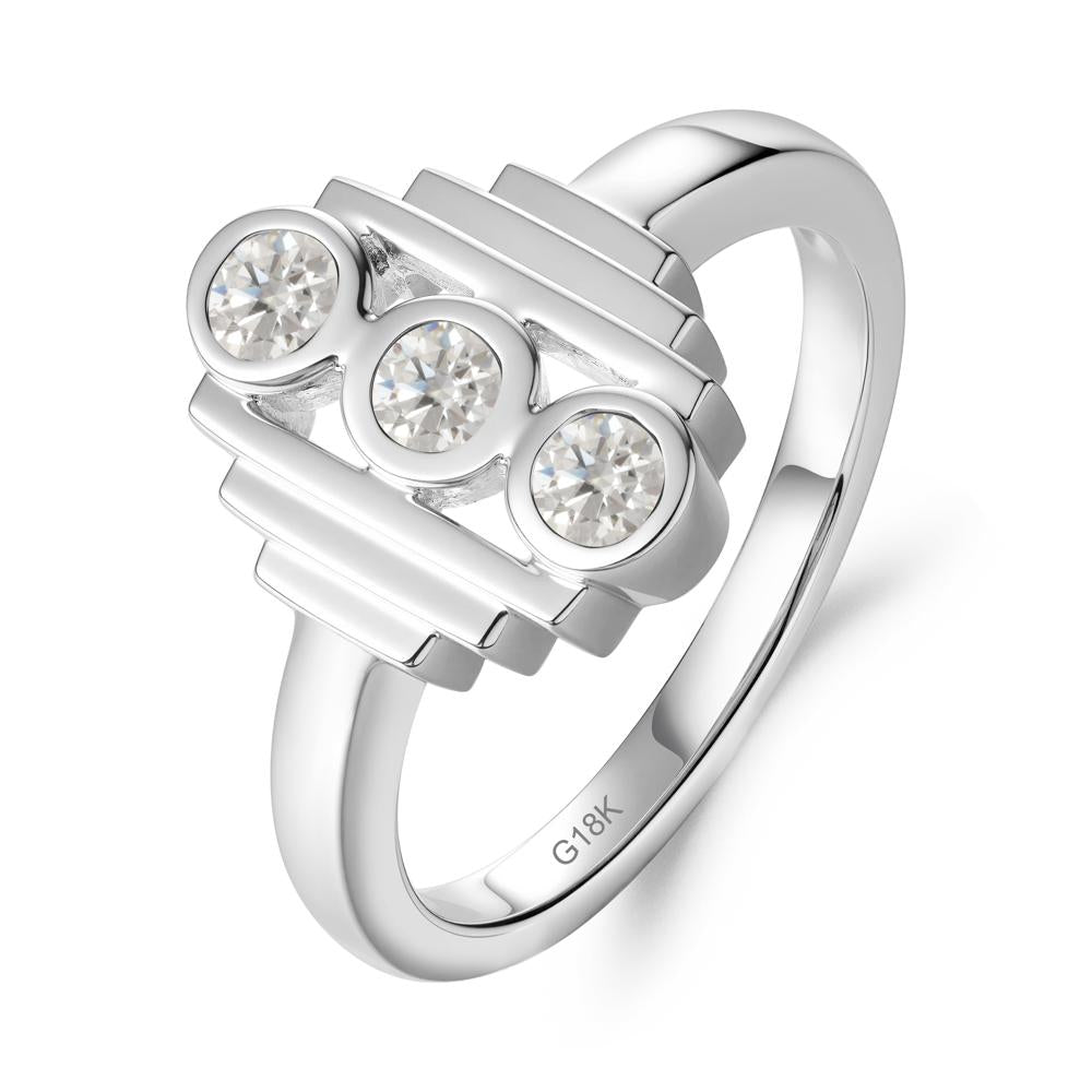 Three Stone Moissanite Statement Ring - LUO Jewelry #metal_18k white gold